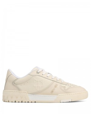 Beige Naked Wolfe Transmission Leather Men's Sneakers | IRELAND 5674810GZ