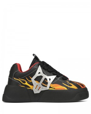 Black Naked Wolfe Kosa Flames Men's Sneakers | IRELAND 0742318VT