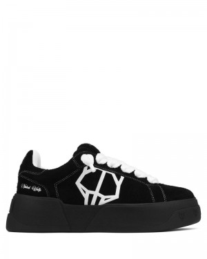 Black Naked Wolfe Kray Hairy Cow Suede Men's Sneakers | DUBLIN 5438017KE