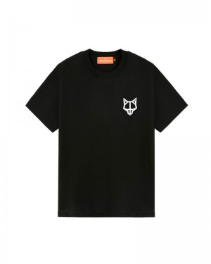 Black Naked Wolfe Logo Men's T-Shirt | DUBLIN 8495630NF