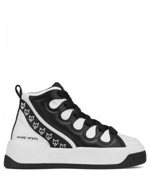 Black / White Naked Wolfe King Leather Men's Sneakers | IRELAND 5439028FB