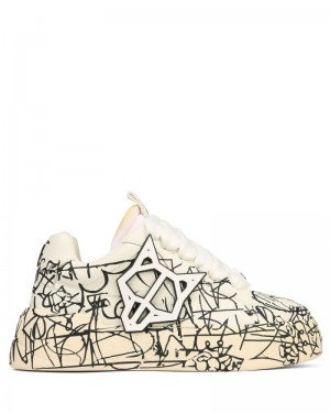 Black / White Naked Wolfe Kosa Scribble Men's Sneakers | IRELAND 4160738BN