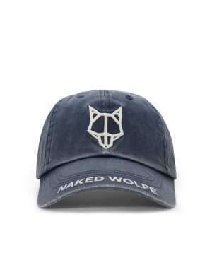 Blue Naked Wolfe Baseball Washed Men's Caps | IRELAND 0264538TJ