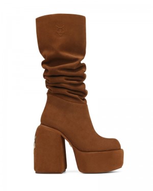 Brown Naked Wolfe Space Kid Suede Women's Platform Boots | IRELAND 5726940CP