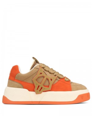 Brown / Orange Naked Wolfe Kosa Creme Men's Sneakers | IRELAND 8709415IU