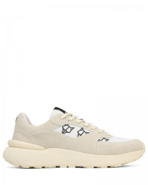 Cream Naked Wolfe Dart Suede Men's Sneakers | DUBLIN 0195278TX