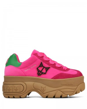 Pink Naked Wolfe Warrior Velvet Women's Sneakers | DUBLIN 8257046DY