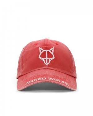 Red Naked Wolfe Baseball Washed Men's Caps | DUBLIN 2053478GN