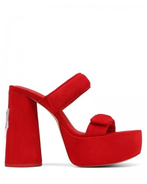 Red Naked Wolfe Diamond Suede Women's Platform Sandals | DUBLIN 7510328ZK