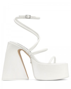 White Naked Wolfe Angel Leather Women's Platform Sandals | DUBLIN 6153842ET