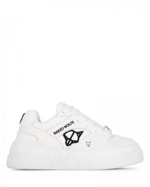 White Naked Wolfe Crash Cow Leather Women's Sneakers | IRELAND 5726498MW