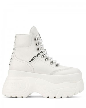 White Naked Wolfe Spike Leather Women's Sneakers | DUBLIN 5129038JV