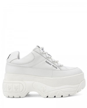 White Naked Wolfe Sporty Leather Women's Sneakers | DUBLIN 0175689QB