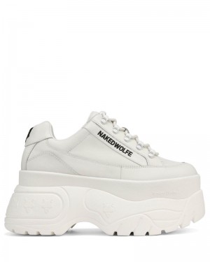 White Naked Wolfe Sprinter Leather Women's Sneakers | IRELAND 0423695BU