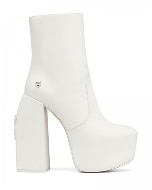 White Naked Wolfe Stylish Leather Women's Platform Boots | IRELAND 2598137QN