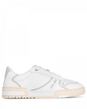 White Naked Wolfe Transmission Leather Men's Sneakers | IRELAND 5084621VF