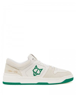 White / Green Naked Wolfe CM-01 Leather Suede Combo Men's Sneakers | IRELAND 4283716MX