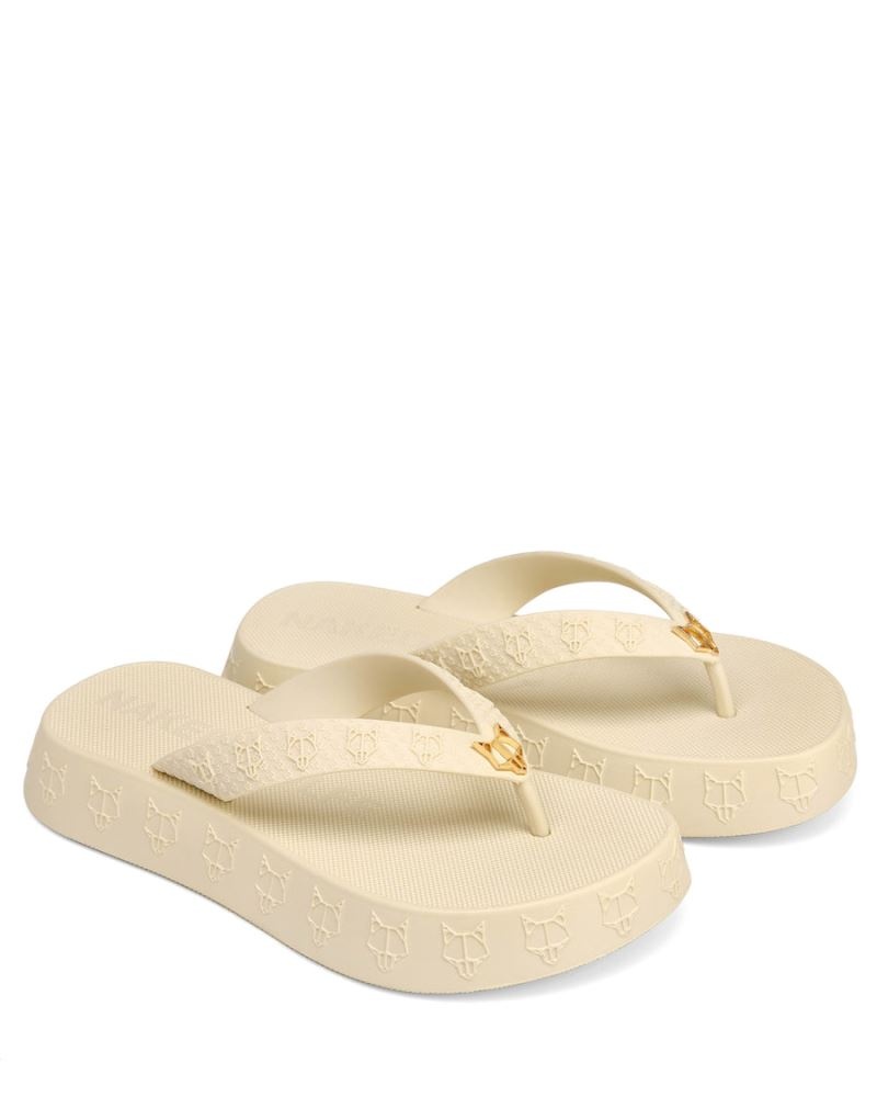 Beige Naked Wolfe Holiday Women's Flip Flops | IRELAND 6087425BZ