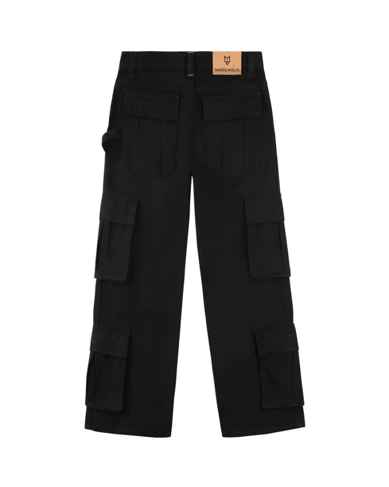 Black Naked Wolfe Baggy Pocket Cargo Men's Pants | DUBLIN 6478903AN