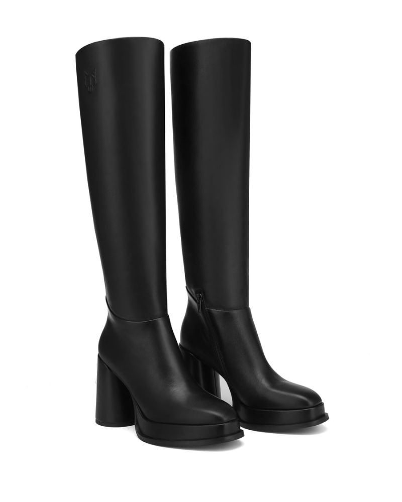 Black Naked Wolfe Carrie Leather Women's Platform Boots | IRELAND 9670548ZM