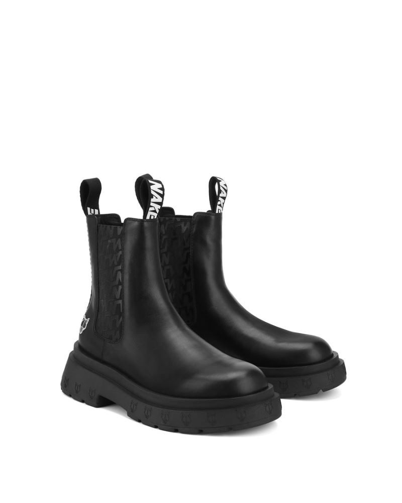 Black Naked Wolfe Caution Leather Men's Boots | DUBLIN 7405123UY