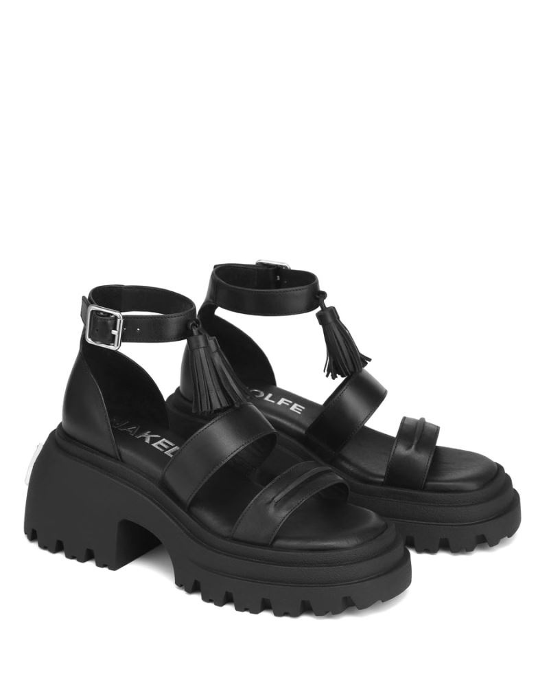 Black Naked Wolfe Cherub Leather Women's Platform Sandals | IRELAND 5287364DR