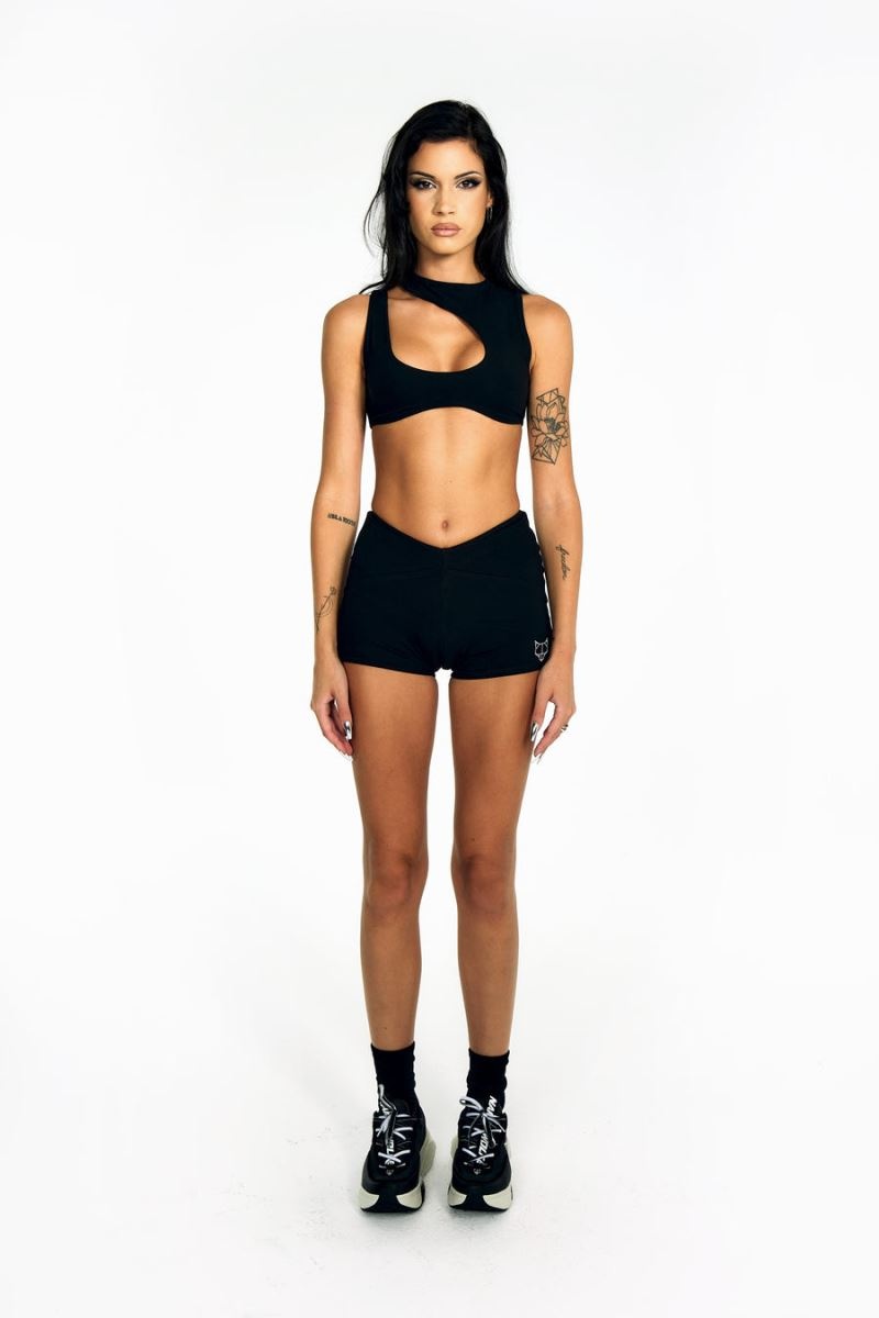 Black Naked Wolfe Cut Out Women's T-Shirt | DUBLIN 7213540LR