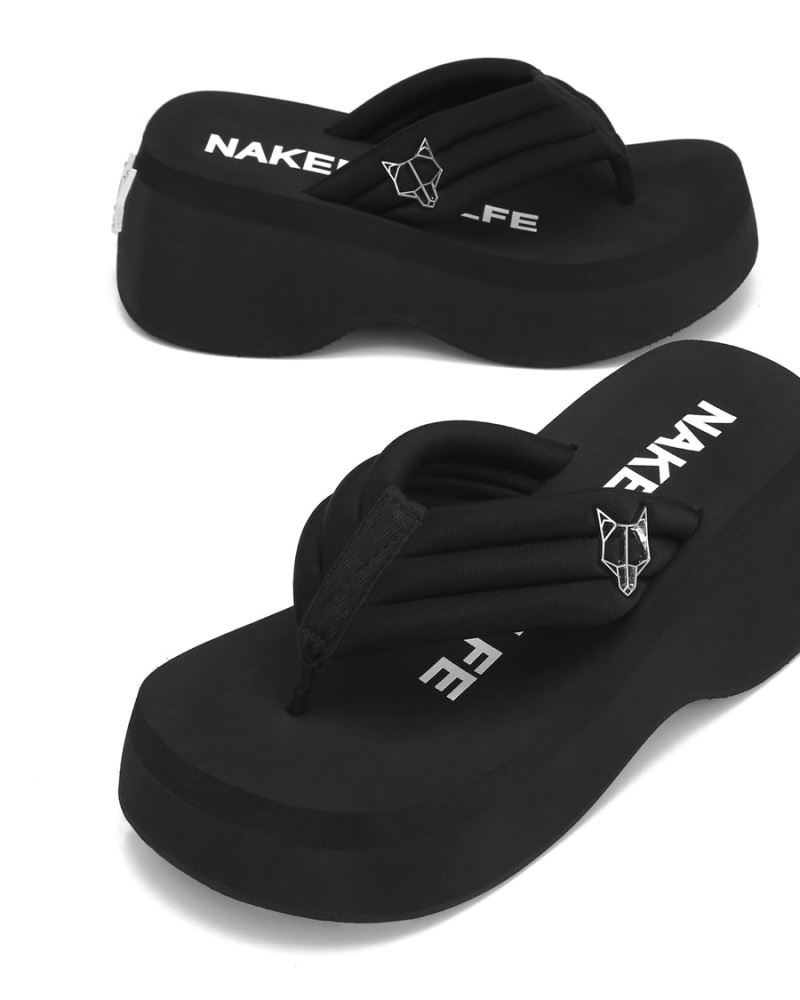 Black Naked Wolfe Damsel Lycra Women's Flip Flops | DUBLIN 8409637IL