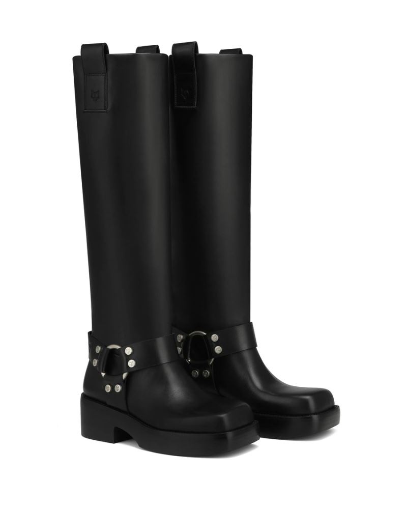 Black Naked Wolfe Desert Leather Women's Knee-high Boots | DUBLIN 0528419OP