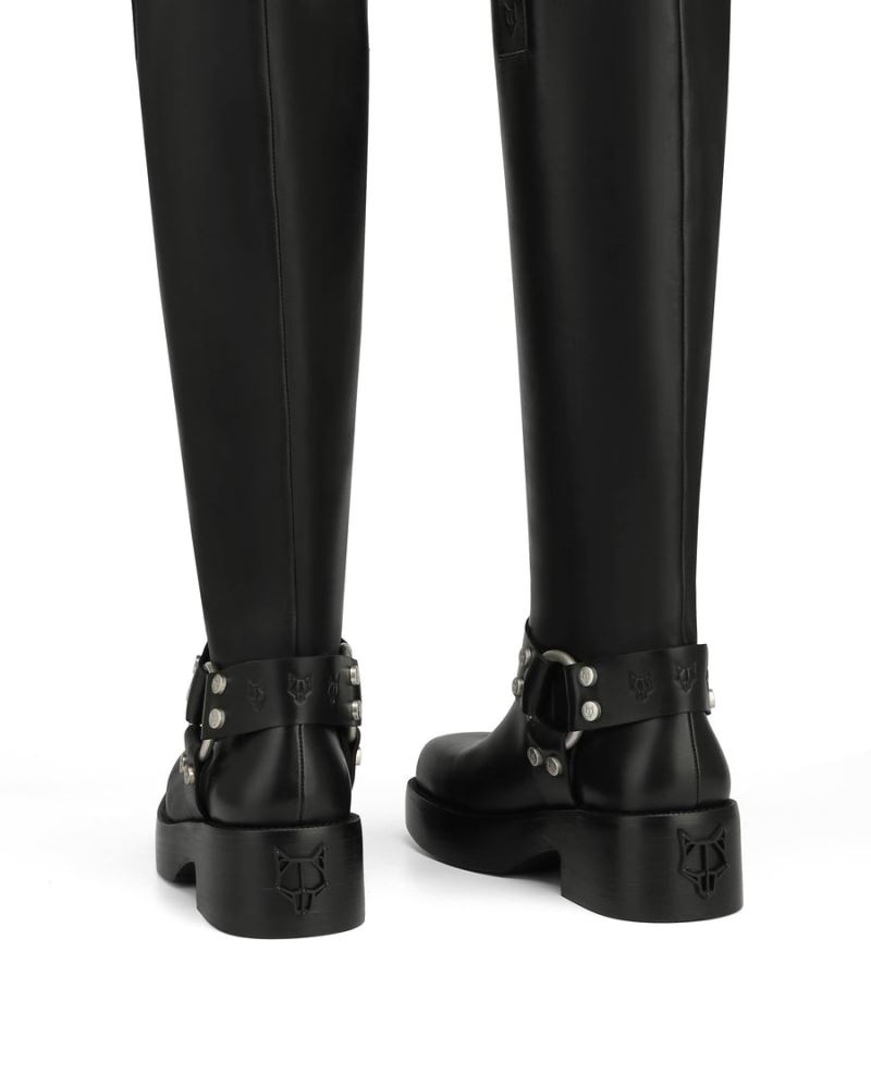 Black Naked Wolfe Desert Leather Women's Knee-high Boots | DUBLIN 0528419OP