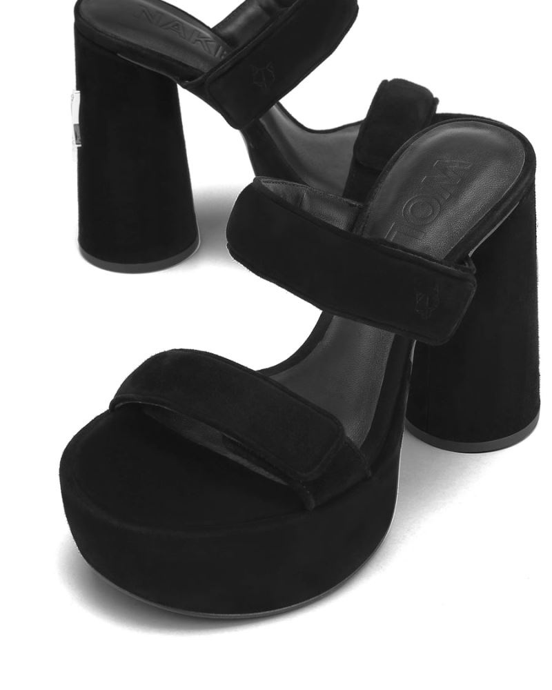 Black Naked Wolfe Diamond Suede Women's Platform Sandals | IRELAND 3741285BE