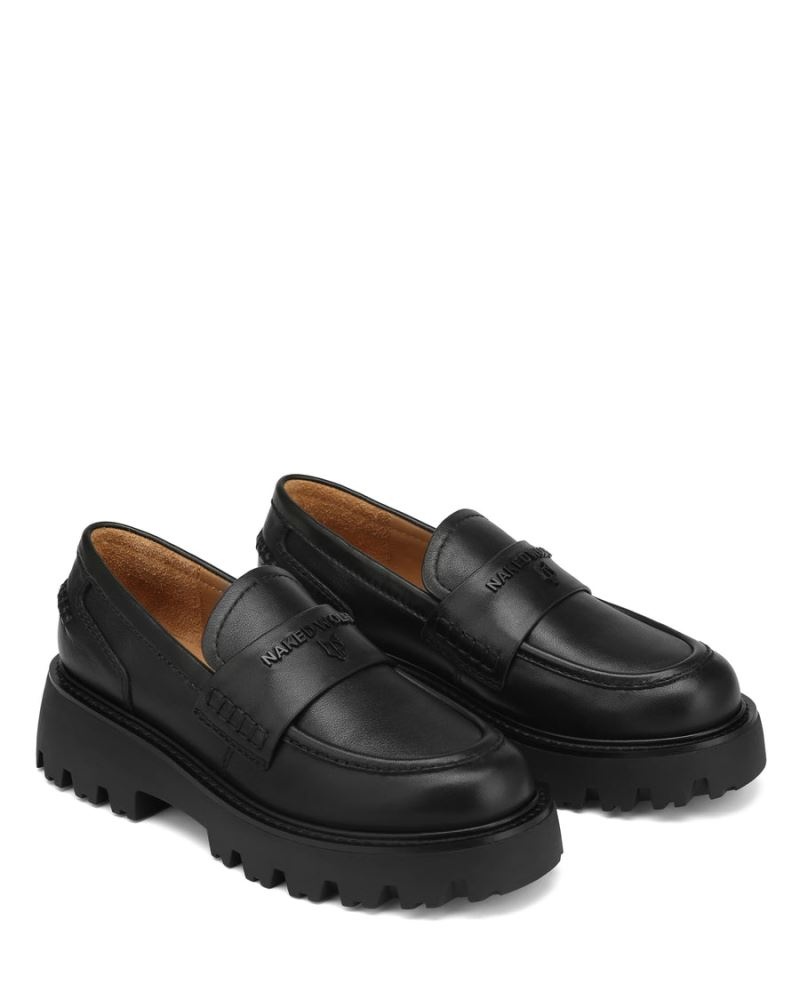 Black Naked Wolfe Flawed Leather Women's Loafers | DUBLIN 5027384PA