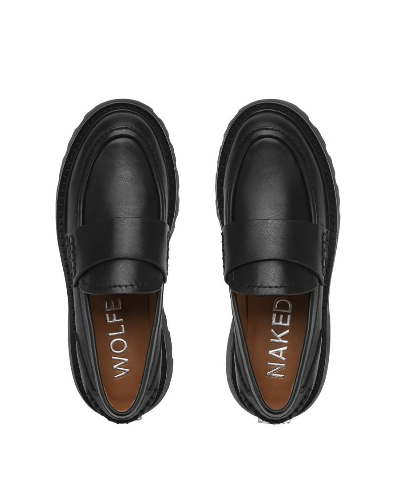 Black Naked Wolfe Flawless Leather Women's Loafers | DUBLIN 0684395GF