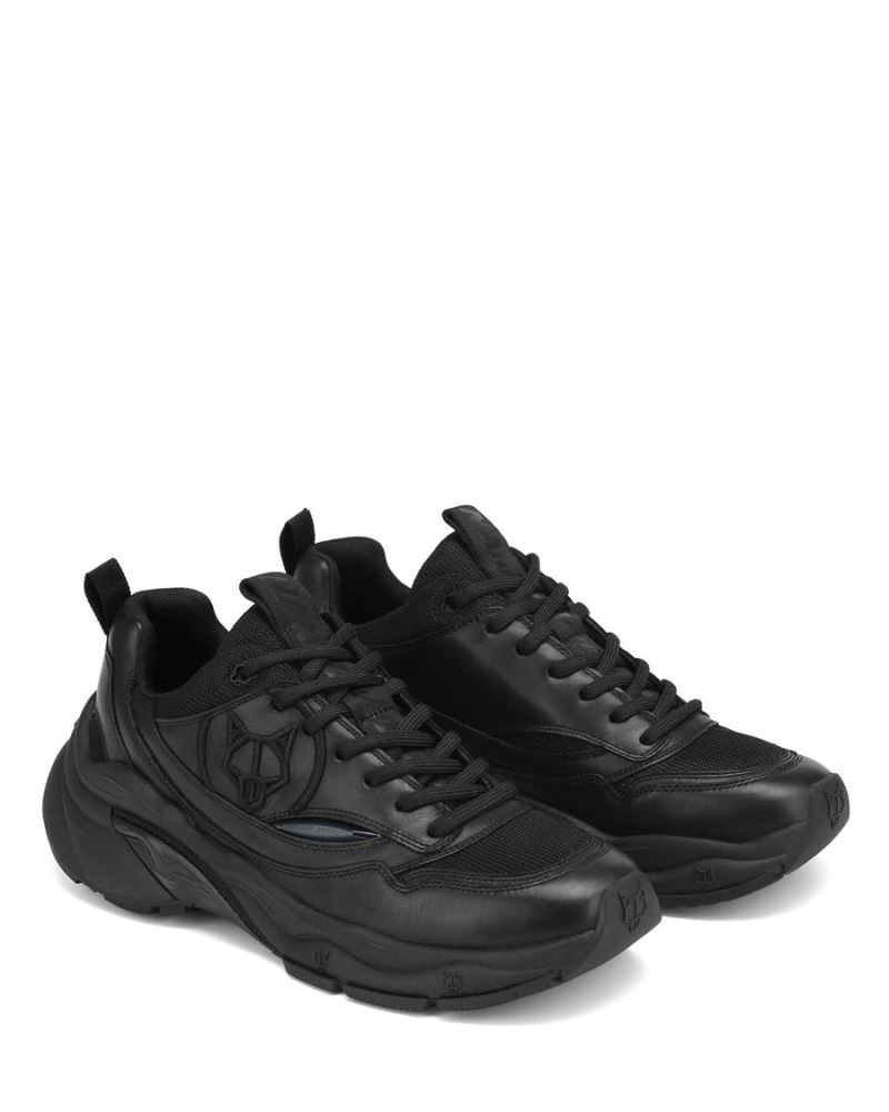 Black Naked Wolfe Fox Dirty Leather Men's Sneakers | IRELAND 5324679YT