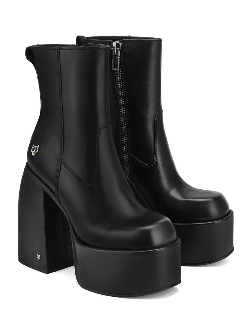 Black Naked Wolfe Jailbreaker Leather Women's Platform Boots | DUBLIN 5697230IE