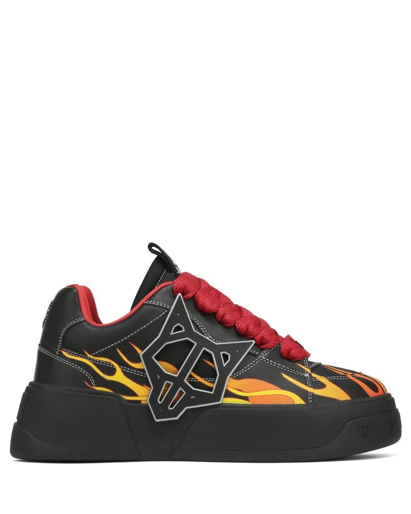 Black Naked Wolfe Kosa Flames Men's Sneakers | IRELAND 0742318VT