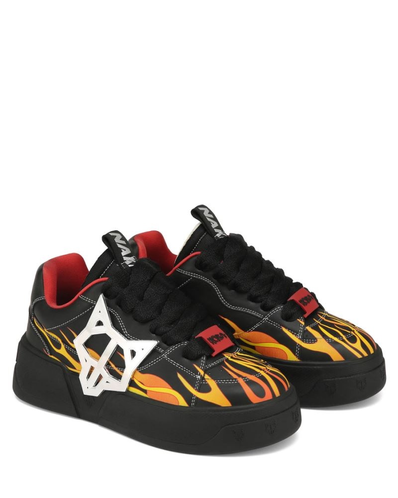 Black Naked Wolfe Kosa Flames Men's Sneakers | IRELAND 0742318VT