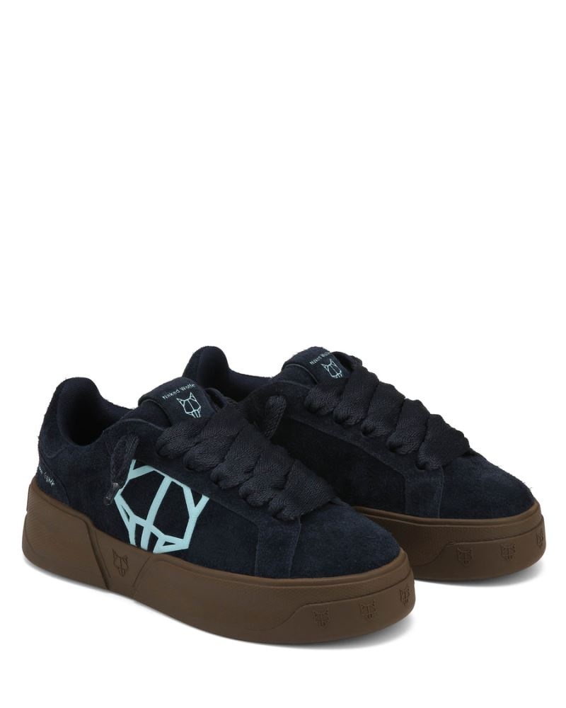 Black Naked Wolfe Kray Hairy Cow Suede Ocean Men's Sneakers | IRELAND 8971402XQ