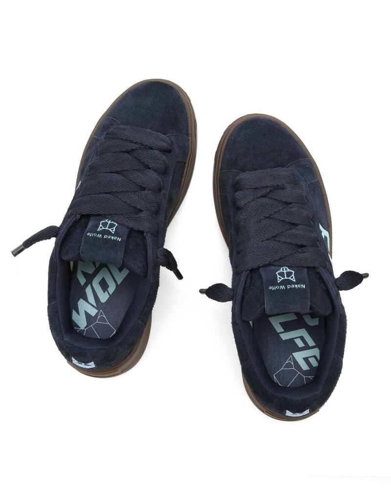 Black Naked Wolfe Kray Hairy Cow Suede Ocean Men's Sneakers | IRELAND 8971402XQ