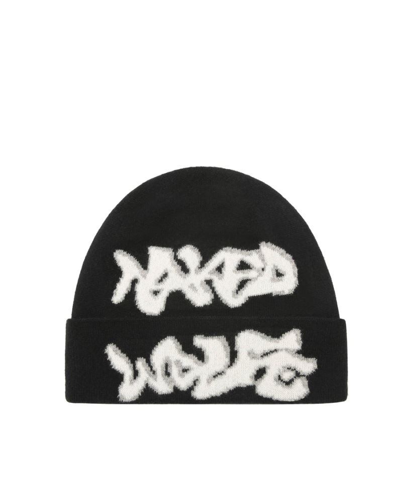 Black Naked Wolfe Logo Men\'s Beanie | IRELAND 4012735XG