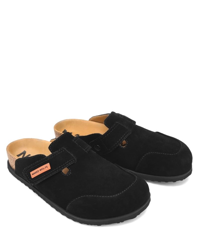 Black Naked Wolfe Melt Suede Men's Slippers | IRELAND 0673945EP