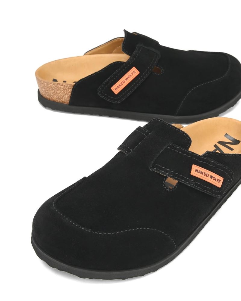 Black Naked Wolfe Melt Suede Men's Slippers | IRELAND 0673945EP