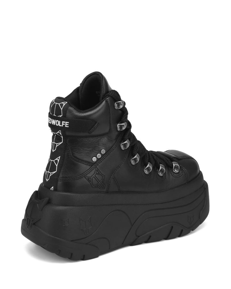 Black Naked Wolfe Radiant Leather Women's Sneakers | IRELAND 6453027WL