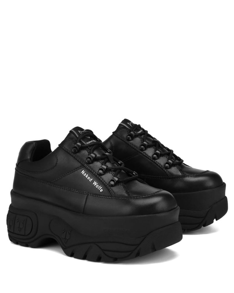 Black Naked Wolfe Sporty Leather Women's Sneakers | IRELAND 7935406UV