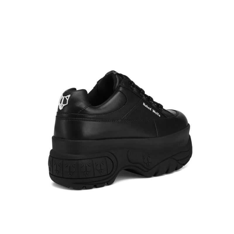 Black Naked Wolfe Sporty Leather Women's Sneakers | IRELAND 7935406UV