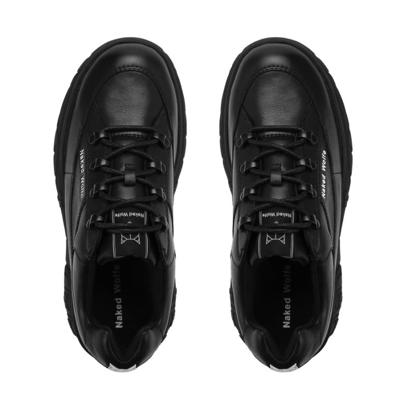 Black Naked Wolfe Sporty Leather Women's Sneakers | IRELAND 7935406UV