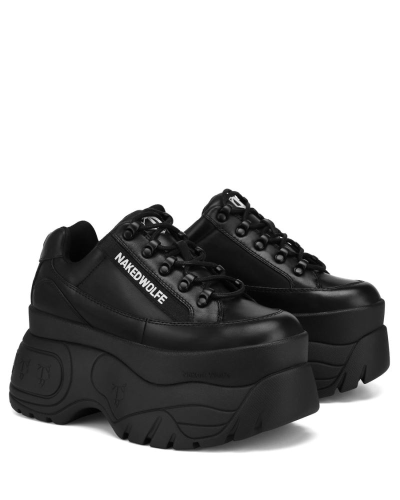 Black Naked Wolfe Sprinter Leather Women's Sneakers | DUBLIN 5293084YX