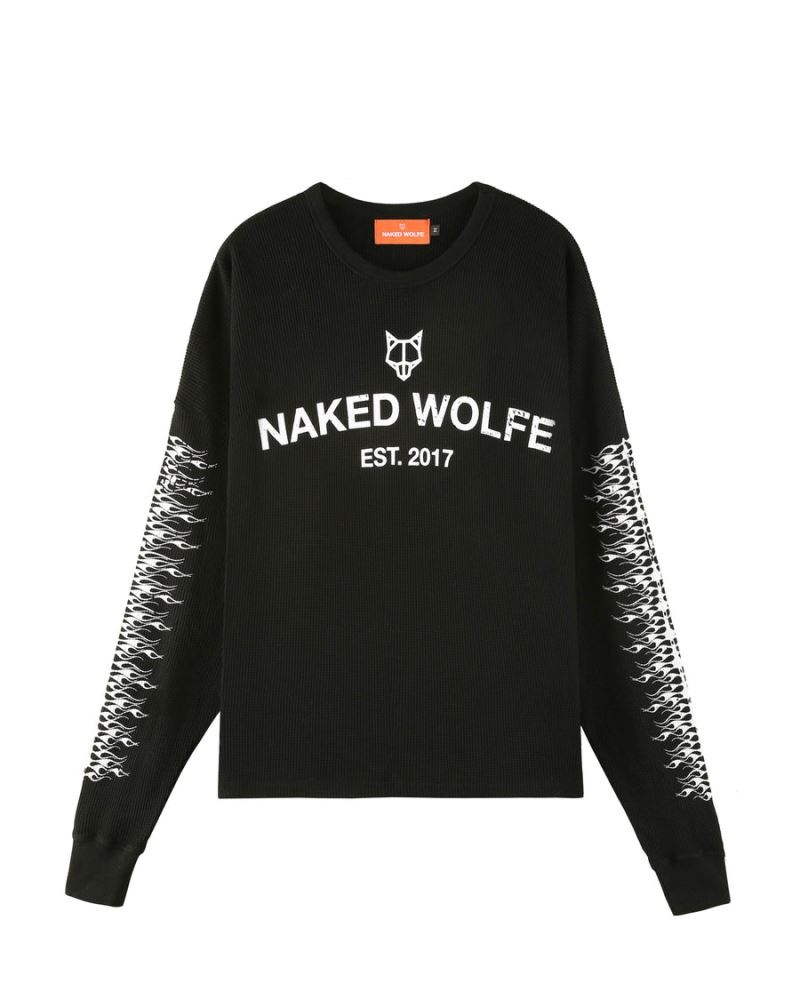 Black Naked Wolfe Thermal Men\'s Sweatshirts | IRELAND 8170934UY