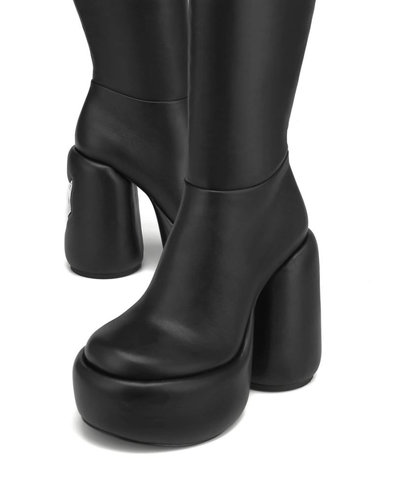 Black Naked Wolfe Wanted Leather Women's Platform Boots | IRELAND 3942106CH