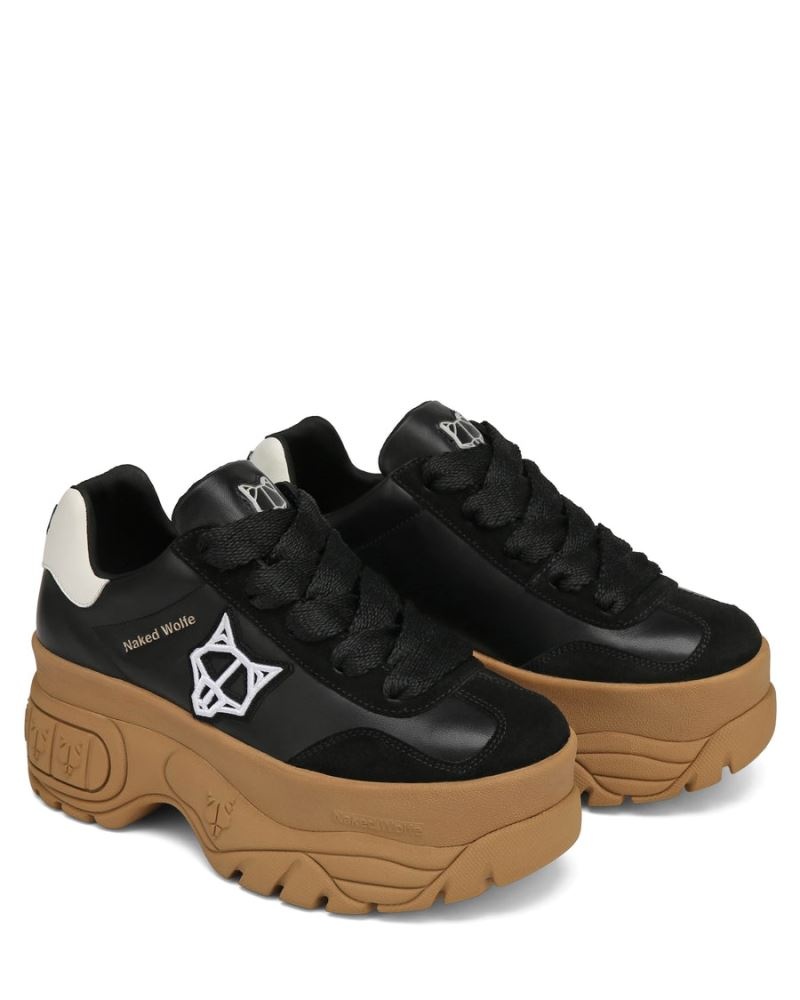 Black Naked Wolfe Warrior Leather Women's Sneakers | IRELAND 7901362MD